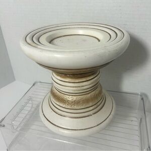 Vintage Ceramic Large  Candle Holder Trimont Ware Japan Rustic Ribbed Farmhouse